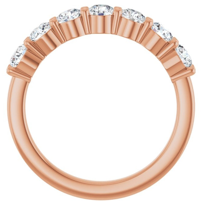 14K Rose Gold Round 3.4 Mm Polished 1 Ctw Lab-Grown Diamond Anniversary Band Size 7