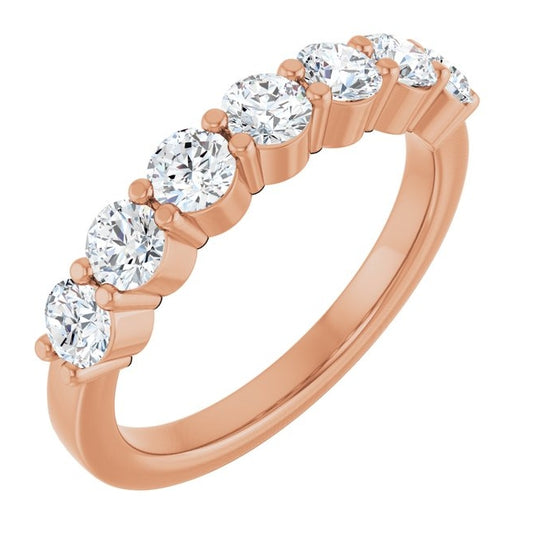 14K Rose Gold Round 3.4 Mm Polished 1 Ctw Lab-Grown Diamond Anniversary Band Size 7