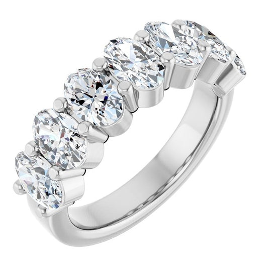 14K Yellow Or White Gold Oval 6 X 4 Mm Polished 2 1/2 Ctw Lab-Grown Diamond Anniversary Band Size 7