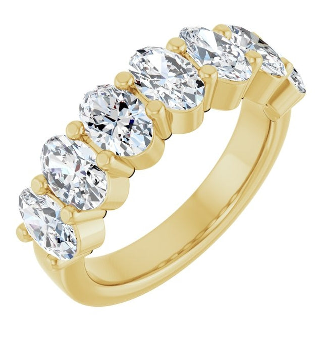 14K Yellow Or White Gold Oval 6 X 4 Mm Polished 2 1/2 Ctw Lab-Grown Diamond Anniversary Band Size 7