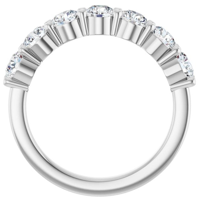 14K White Gold Round 3.8 Mm Polished 1 1/2 Ctw Lab-Grown Diamond Anniversary Band Size 7