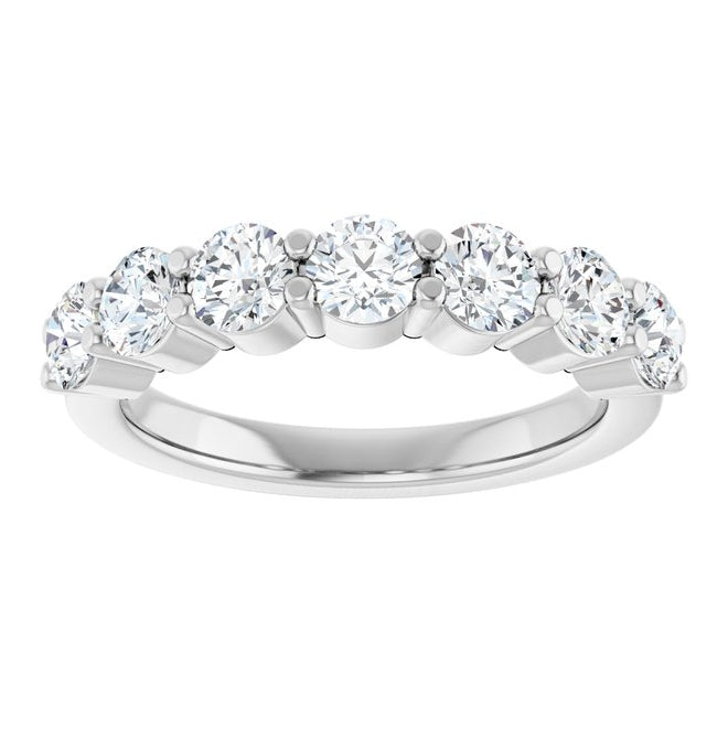 14K White Gold Round 3.8 Mm Polished 1 1/2 Ctw Lab-Grown Diamond Anniversary Band Size 7