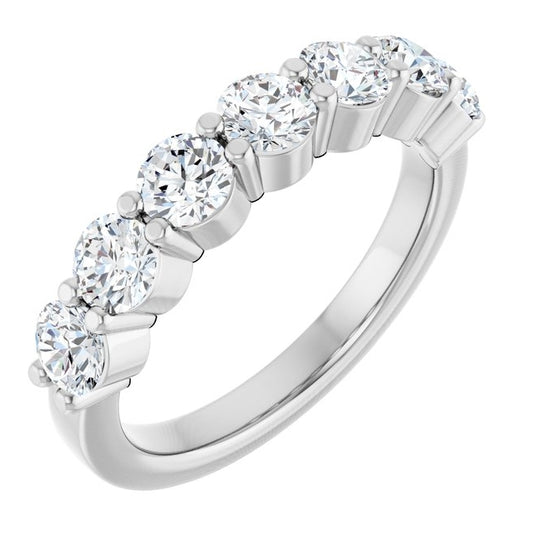 14K White Gold Round 3.8 Mm Polished 1 1/2 Ctw Lab-Grown Diamond Anniversary Band Size 7