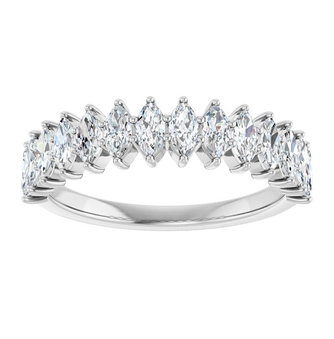 14K Yellow Or White Gold Marquise 4 X 2Mm Vs, F-G Polished 7/8 Ctw Lab-Grown Diamond Anniversary Band Size 7