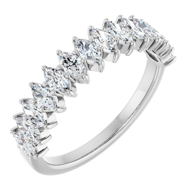 14K Yellow Or White Gold Marquise 4 X 2Mm Vs, F-G Polished 7/8 Ctw Lab-Grown Diamond Anniversary Band Size 7