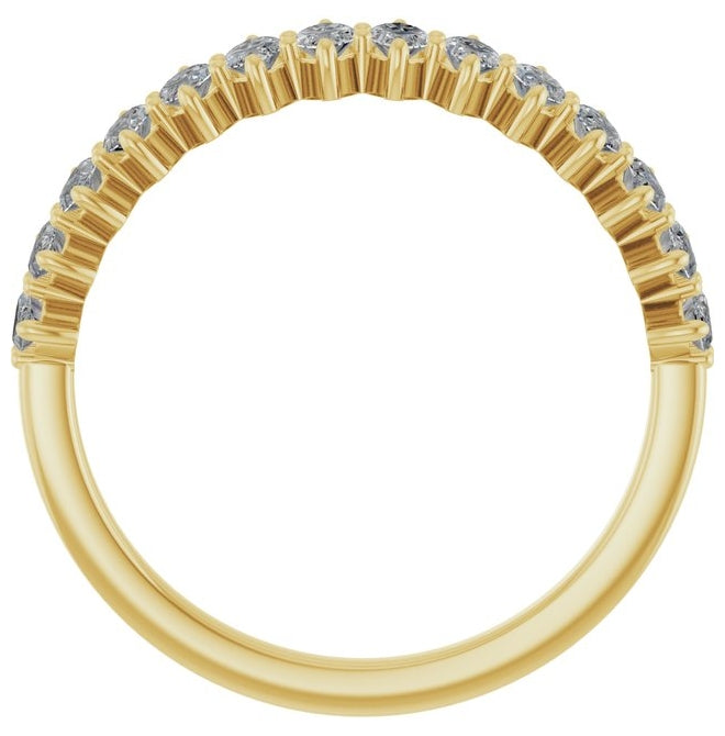 14K Yellow Or White Gold Marquise 4 X 2Mm Vs, F-G Polished 7/8 Ctw Lab-Grown Diamond Anniversary Band Size 7