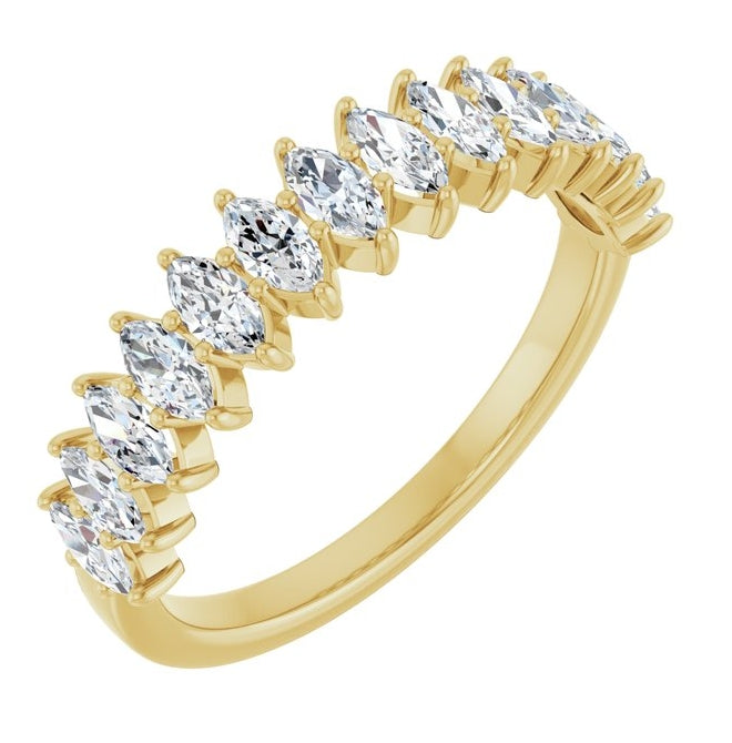 14K Yellow Or White Gold Marquise 4 X 2Mm Vs, F-G Polished 7/8 Ctw Lab-Grown Diamond Anniversary Band Size 7