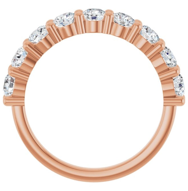 14K Rose Gold Or Platinum Round 3.4Mm Vs, F+ Polished 1 1/3 Ctw Lab-Grown Diamond Anniversary Band Size 7