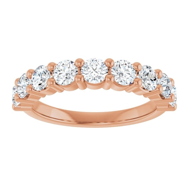 14K Rose Gold Or Platinum Round 3.4Mm Vs, F+ Polished 1 1/3 Ctw Lab-Grown Diamond Anniversary Band Size 7