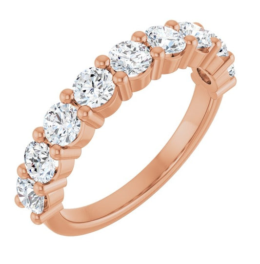 14K Rose Gold Or Platinum Round 3.4Mm Vs, F+ Polished 1 1/3 Ctw Lab-Grown Diamond Anniversary Band Size 7