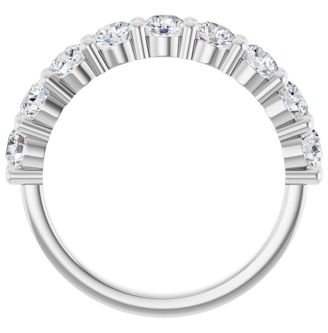 14K Rose Gold Or Platinum Round 3.4Mm Vs, F+ Polished 1 1/3 Ctw Lab-Grown Diamond Anniversary Band Size 7