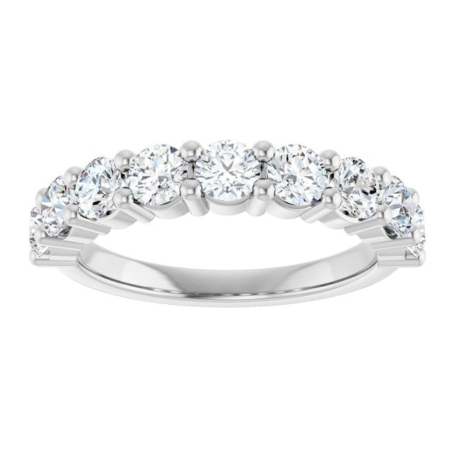14K Rose Gold Or Platinum Round 3.4Mm Vs, F+ Polished 1 1/3 Ctw Lab-Grown Diamond Anniversary Band Size 7