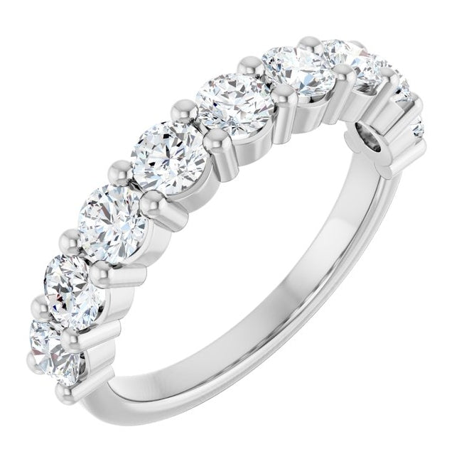 14K Rose Gold Or Platinum Round 3.4Mm Vs, F+ Polished 1 1/3 Ctw Lab-Grown Diamond Anniversary Band Size 7