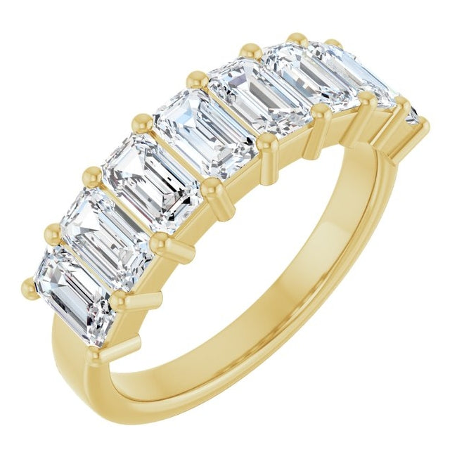 14K Yellow Or White Gold Emerald 5 X 3Mm Vs, F-G Polished 2 1/2 Ctw Lab-Grown Diamond Anniversary Band Size 7