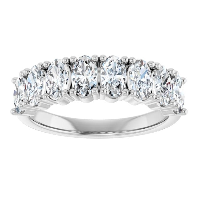 14K Yellow Or White Gold Oval 5 X 3Mm Vs, F-G Polished 1 1/2 Ctw Lab-Grown Diamond Anniversary Band Size 7
