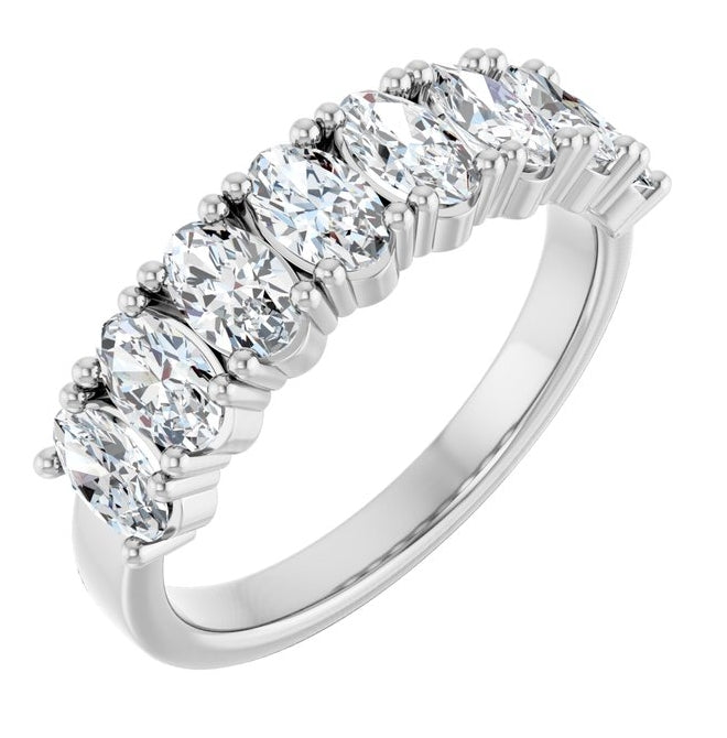 14K Yellow Or White Gold Oval 5 X 3Mm Vs, F-G Polished 1 1/2 Ctw Lab-Grown Diamond Anniversary Band Size 7