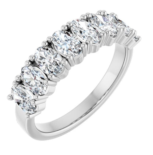 14K Yellow Or White Gold Oval 5 X 3Mm Vs, F-G Polished 1 1/2 Ctw Lab-Grown Diamond Anniversary Band Size 7