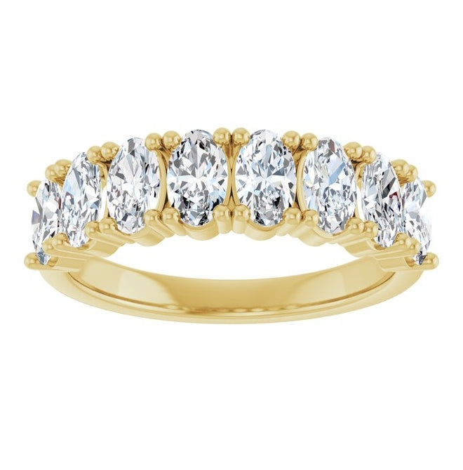 14K Yellow Or White Gold Oval 5 X 3Mm Vs, F-G Polished 1 1/2 Ctw Lab-Grown Diamond Anniversary Band Size 7