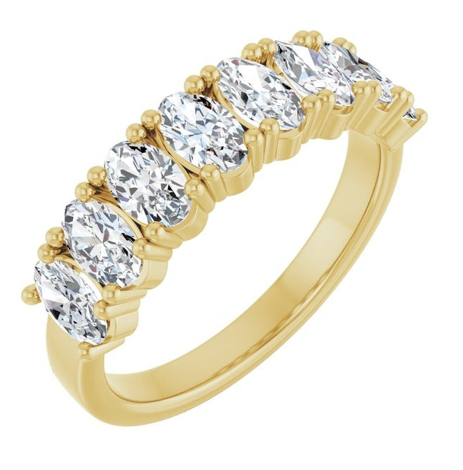14K Yellow Or White Gold Oval 5 X 3Mm Vs, F-G Polished 1 1/2 Ctw Lab-Grown Diamond Anniversary Band Size 7
