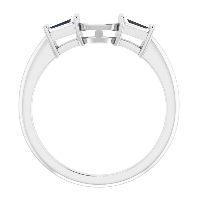 14K White Gold Or Platinum Emerald 6 X 4 Mm Si2-Si3, Ghi Polished 1/5 CTW Natural Diamond Matching Band