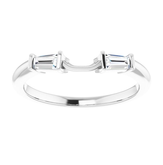 14K White Gold Or Platinum Emerald 6 X 4 Mm Si2-Si3, Ghi Polished 1/5 CTW Natural Diamond Matching Band