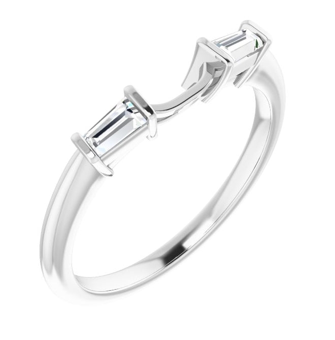 14K White Gold Or Platinum Emerald 6 X 4 Mm Si2-Si3, Ghi Polished 1/5 CTW Natural Diamond Matching Band