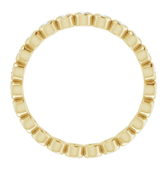 14K Yellow Gold Round 1.5 Mm Si2-Si3, G-H  Polished 1/3 Ctw Natural Diamond Eternity Band Size 4.5