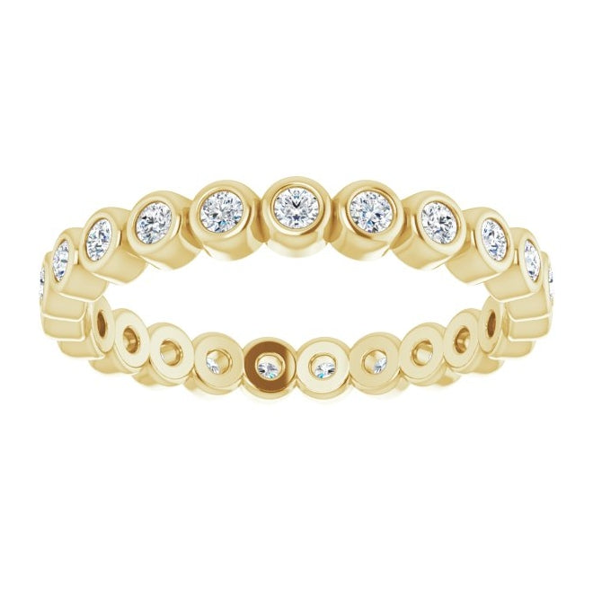 14K Yellow Gold Round 1.5 Mm Si2-Si3, G-H  Polished 1/3 Ctw Natural Diamond Eternity Band Size 4.5