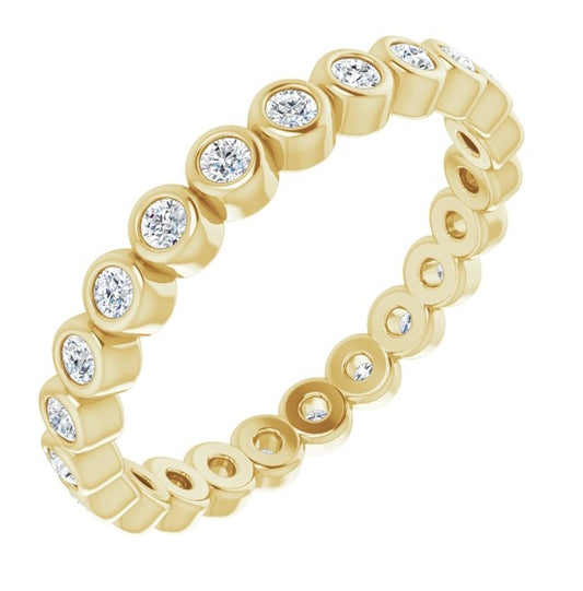 14K Yellow Gold Round 1.5 Mm Si2-Si3, G-H  Polished 1/3 Ctw Natural Diamond Eternity Band Size 4.5