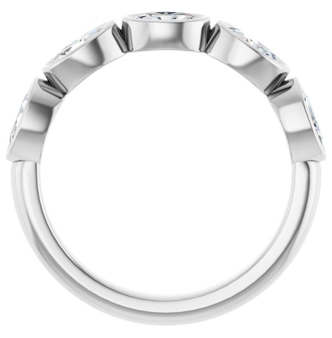 14K White Gold Oval 5 X 3 Mm Polished 1 1/4 Ctw Natural Diamond Anniversary Band Size 7