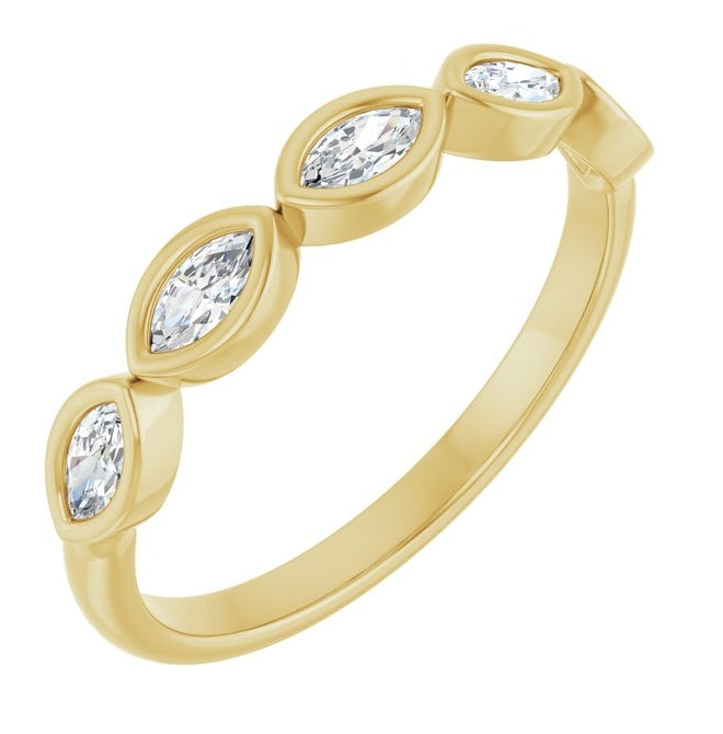 14K Yellow Or White Gold Marquise 4 X 2 Mm Polished 1/3 Ctw Lab-Grown Diamond Anniversary Band Size 7