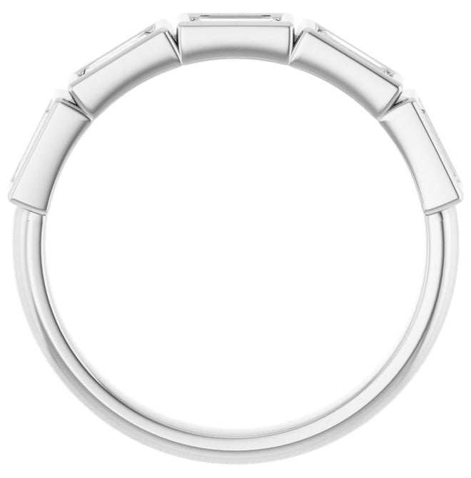 14K White Gold Straight Baguette 4 X 2 Mm Polished 1/2 Ctw Lab-Grown Diamond Anniversary Band Size 7