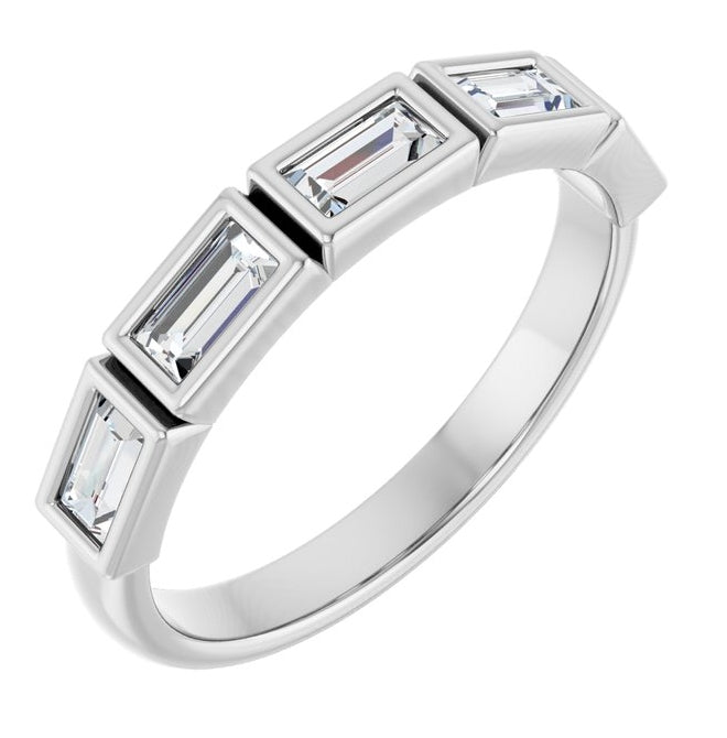 14K White Gold Straight Baguette 4 X 2 Mm Polished 1/2 Ctw Lab-Grown Diamond Anniversary Band Size 7
