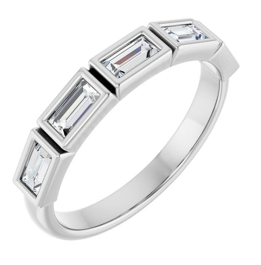 14K White Gold Straight Baguette 4 X 2 Mm Polished 1/2 Ctw Lab-Grown Diamond Anniversary Band Size 7
