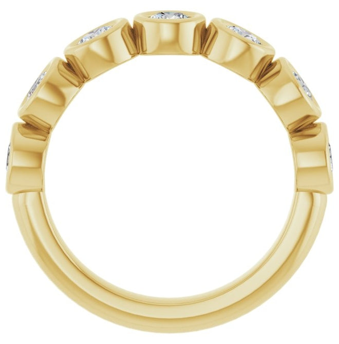 14K Yellow Gold Round 3.4 Mm Polished 1 Ctw Lab-Grown Diamond Anniversary Band Size 7