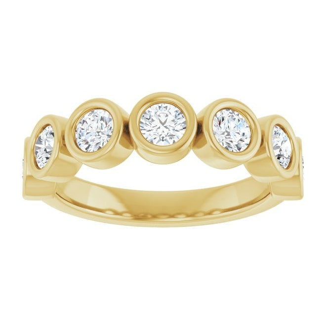 14K Yellow Gold Round 3.4 Mm Polished 1 Ctw Lab-Grown Diamond Anniversary Band Size 7