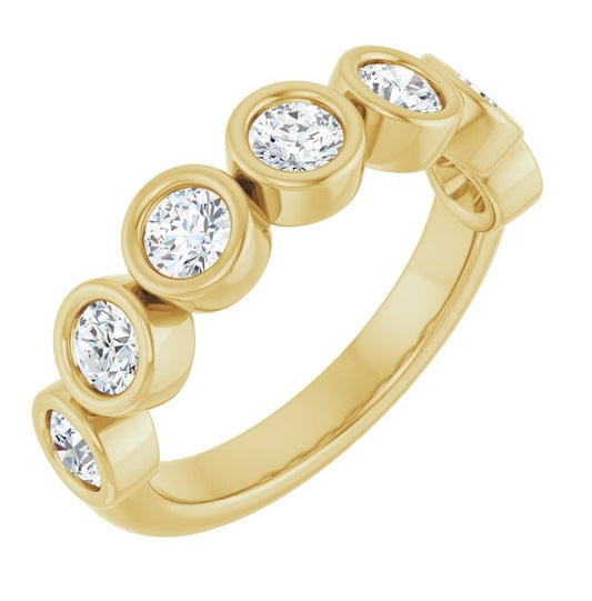 14K Yellow Gold Round 3.4 Mm Polished 1 Ctw Lab-Grown Diamond Anniversary Band Size 7