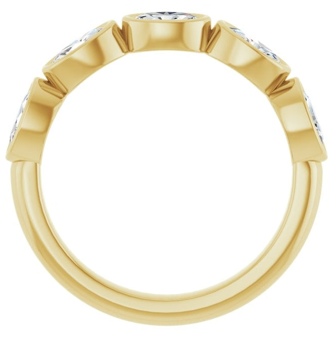 14K Yellow Gold Oval 5 X 3 Mm Polished 9/10 Ctw Lab-Grown Diamond Anniversary Band Size 7