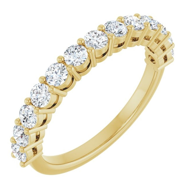 14K Yellow Gold Round 2.5 Mm Polished 3/8 Ctw Lab-Grown Diamond Anniversary Band Size 7