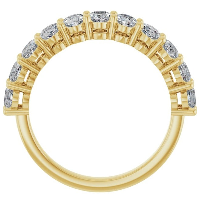 14K Yellow Gold Oval 5 X 3 Mm Polished 2 3/4 Ctw Lab-Grown Diamond Anniversary Band Size 7