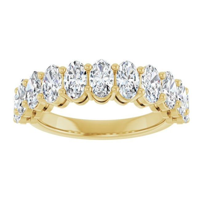 14K Yellow Gold Oval 5 X 3 Mm Polished 2 3/4 Ctw Lab-Grown Diamond Anniversary Band Size 7