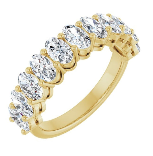 14K Yellow Gold Oval 5 X 3 Mm Polished 2 3/4 Ctw Lab-Grown Diamond Anniversary Band Size 7