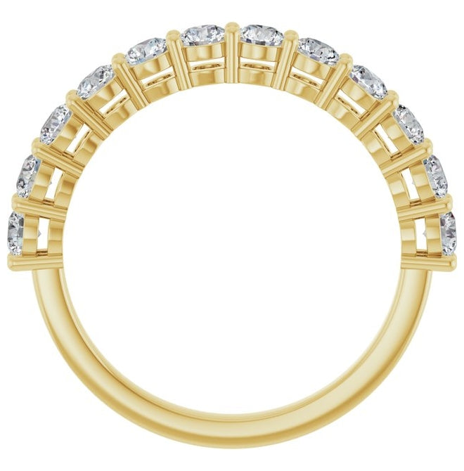 14K Yellow Gold Round 2.75 Mm Polished 1 Ctw Lab-Grown Diamond Anniversary Band Size 7