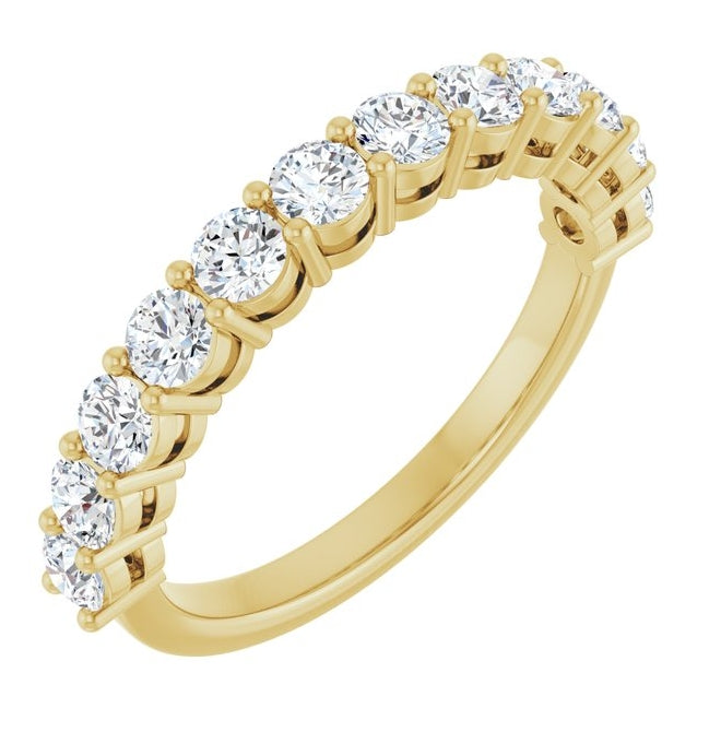 14K Yellow Gold Round 2.75 Mm Polished 1 Ctw Lab-Grown Diamond Anniversary Band Size 7