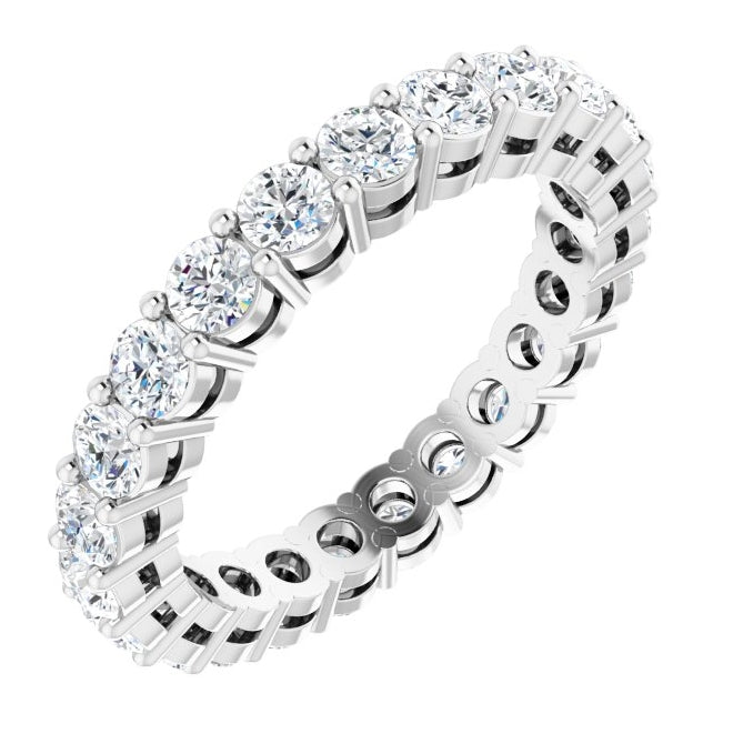 14K White Gold Round 2.5 Mm Si2-Si3, G-H Polished 1 3/8 Ctw Natural Diamond Eternity Band, Size 5