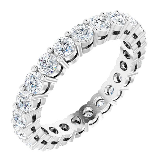 14K White Gold Round 2.5 Mm Si2-Si3, G-H Polished 1 3/8 Ctw Natural Diamond Eternity Band, Size 5