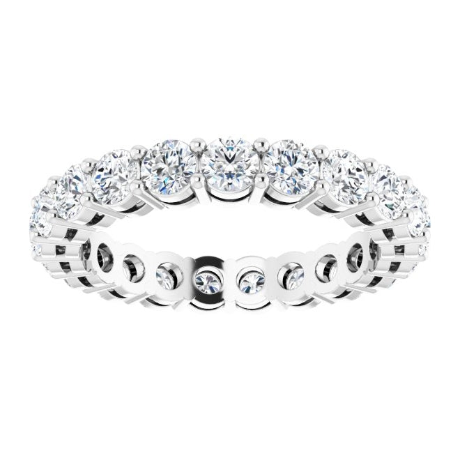 14K White Gold Round 3 Mm Si2-Si3, G-H Polished 1 9/10 Ctw Natural Diamond Eternity Band, Size 5