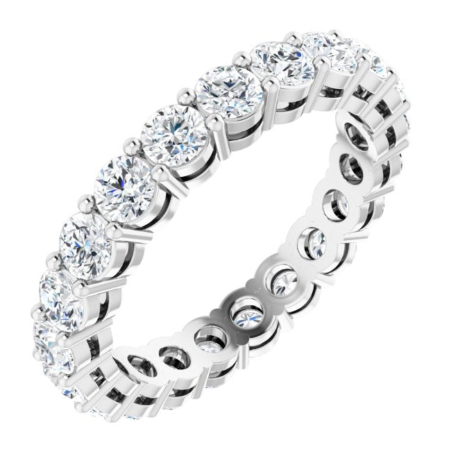 14K White Gold Round 3 Mm Si2-Si3, G-H Polished 1 9/10 Ctw Natural Diamond Eternity Band, Size 5