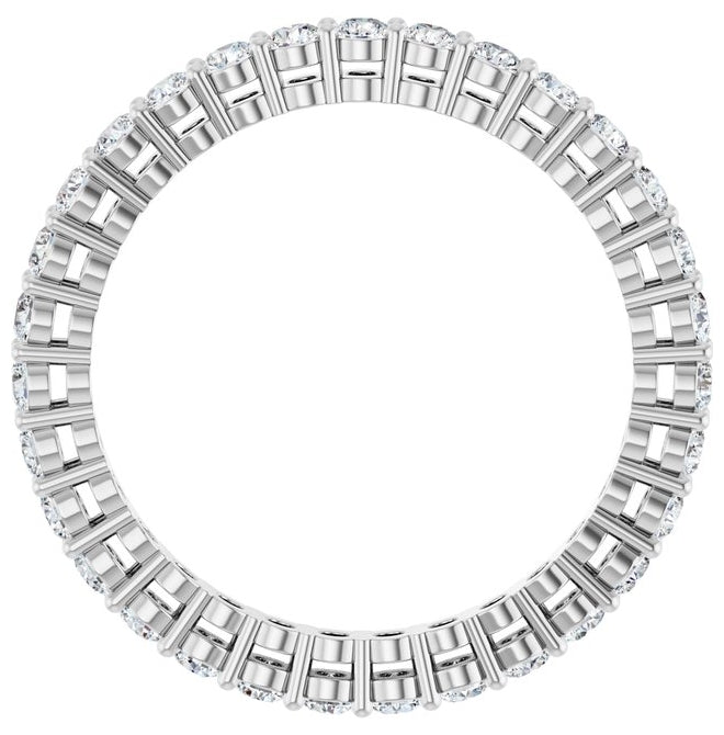 14K White Gold Round 2 Mm Vs, F+  Polished 1 Ctw Lab-Grown Diamond Eternity Band, Size 7.5