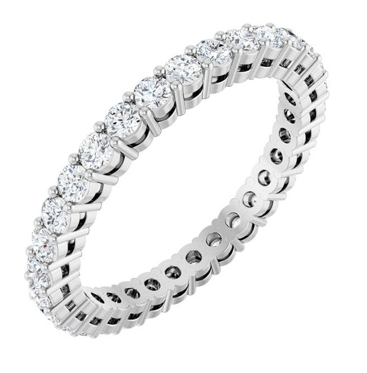 14K White Gold Round 2 Mm Vs, F+  Polished 1 Ctw Lab-Grown Diamond Eternity Band, Size 7.5